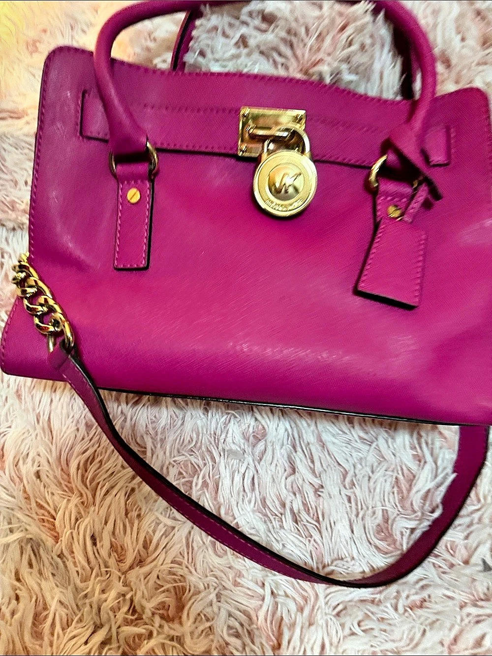 Michael Kors Hamilton Saffiano Leather Satchel Pink